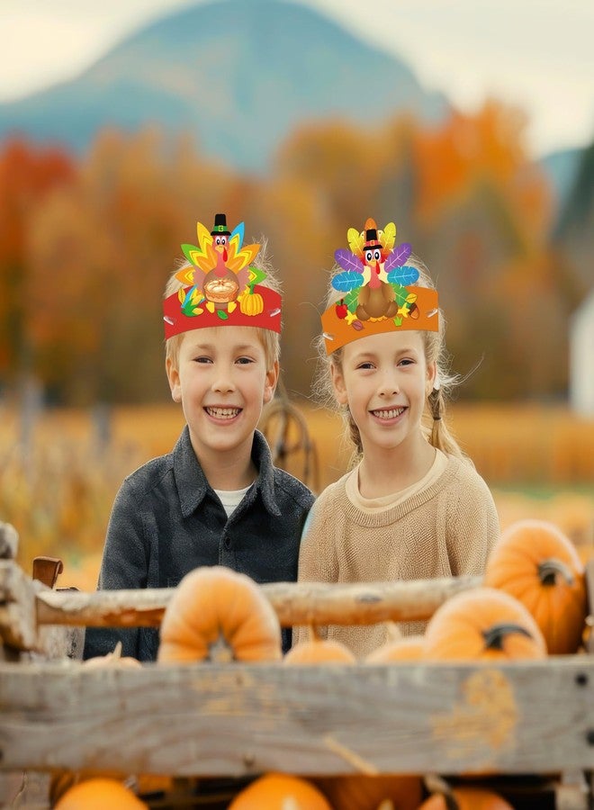 80UncleKimby 36Pcs Thanksgiving Turkey Hat Craft Kit for Kids - DIY Fall Paper Headbands Crowns Arts Decoration for Classroom Activities Party Supplies - Style 3 - Image 5